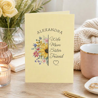 Cartão Texto Floral Nome Personalizado Aniversário ou Qua