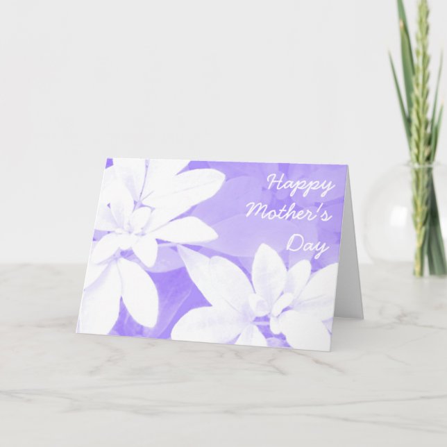 Cartão Texto frontal da placa 'Dia de as mães' Roxo de Fo (Frente)