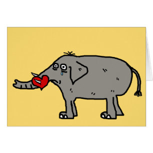 Cartão Texto lunático desolado do elefante & do costume