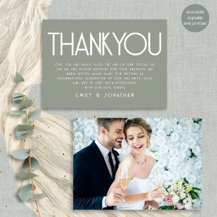 Cartão Texto Minimalista Sage Casamento Verde Obrigado