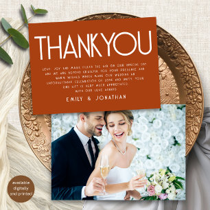 Cartão Texto Minimalista Terracotta Casamento Obrigado