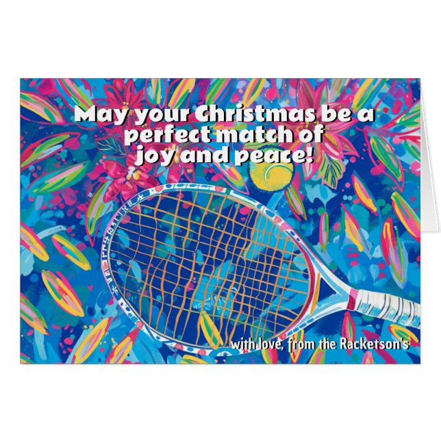Cartão 🎾 🎄 texto personalizado, Ace seu Natal (Frente Horizontal)