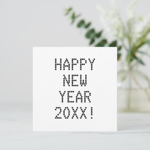 Cartão Texto personalizado branco feliz ano novo moderno 