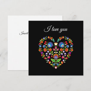 Cartão ❤ Texto personalizado, Coração Folclore, estilo Wy