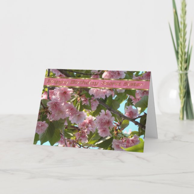 Cartão Texto personalizado da Irmã Secreta B-day (Frente)