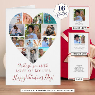 Cartão Texto Personalizado de Colagem de Fotos do Coração