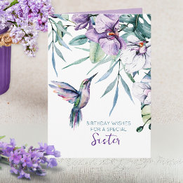 Cartão Texto Personalizado Floral Hummingbird Em Qualquer