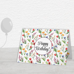 Cartão Texto Personalizado   Flores Silvestres Parabéns F