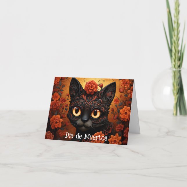 Cartão Texto personalizado 💀 😺 Gato De Los Muertos (Frente)