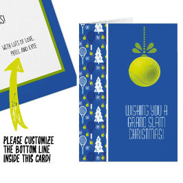 Cartão 🎾 🎄 Texto personalizado, Tênis azul e verde