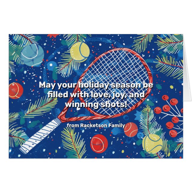Cartão 🎾 🎄 texto personalizado, Tênis de um vencedor de (Frente Horizontal)