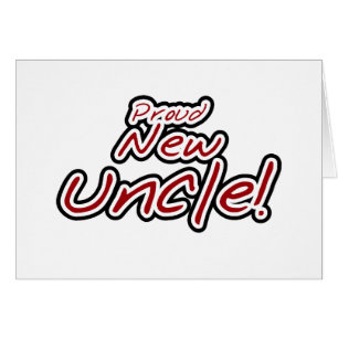 Cartão Texto vermelho e preto do tio novo orgulhoso -