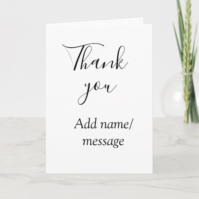 Cartão Thank you add name message simple stylish calligra (Frente)