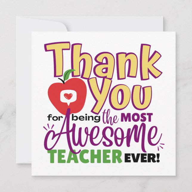 Cartão Thank You Awesome Teacher Card (Frente)
