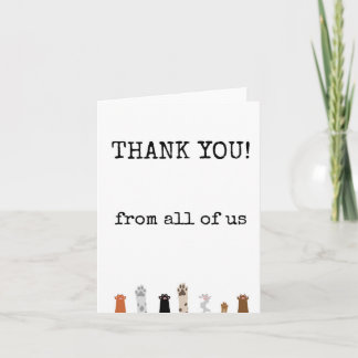Cartão Thank You Card, From All of Us, Funny Cat Theme