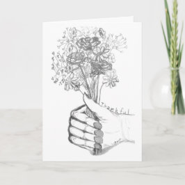 Cartão Thank You Card with hand-sketched flower bouquet