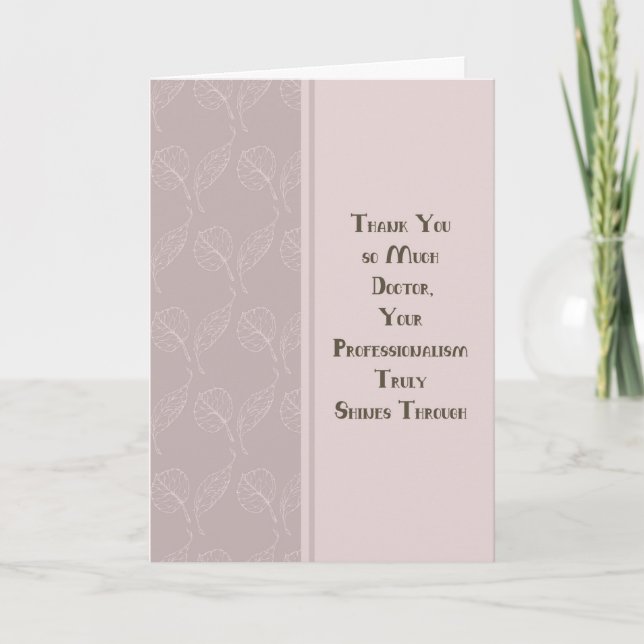 Cartão Thank You Doctor for Care of Illness Patient Card (Frente)