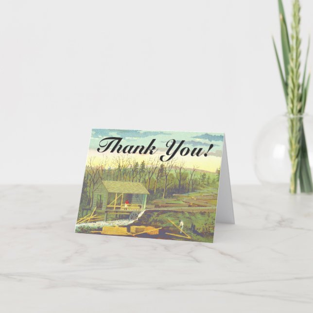 Cartão "Thank You!" + Historical Rustic Lumber Mill (Frente)