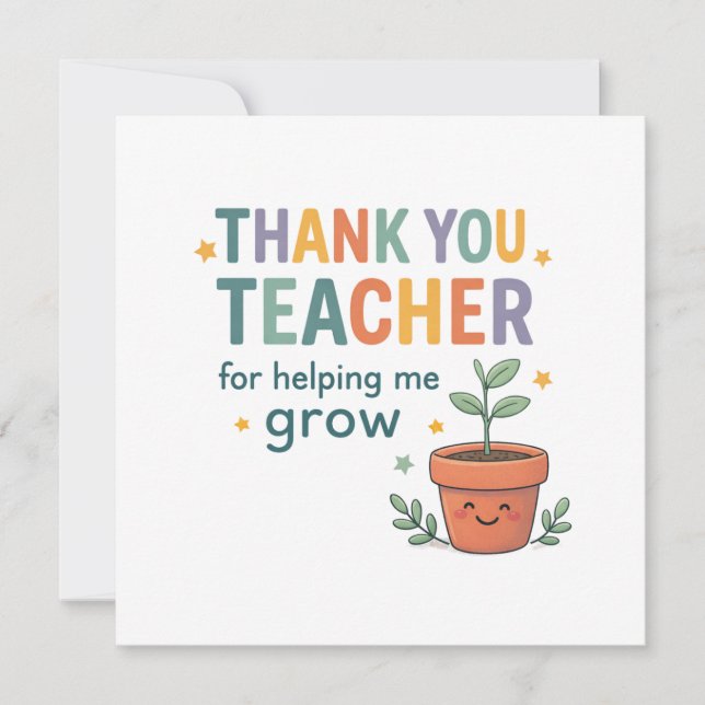 Cartão Thank You Teacher Grow Appreciation (Frente)