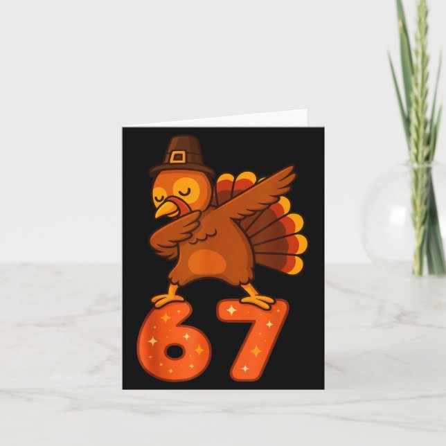 Cartão Thanksgiving 67 Meme Six Seven Funny Turkey  (Frente)