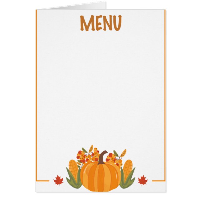 Cartão Thanksgiving dinner menu style 10.retro fall (Frente)