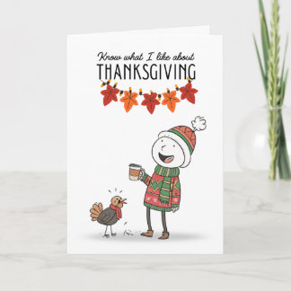Cartão Thanksgiving Doodle Card with Coffee & Turkey