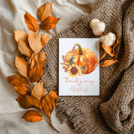 Cartão Thanksgiving Wishes Pumpkin & Sunflower Card