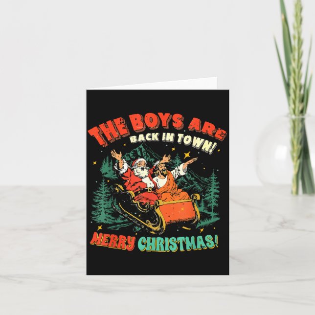 Cartão The Boys Are Back In Town Christmas Christian Sant (Frente)