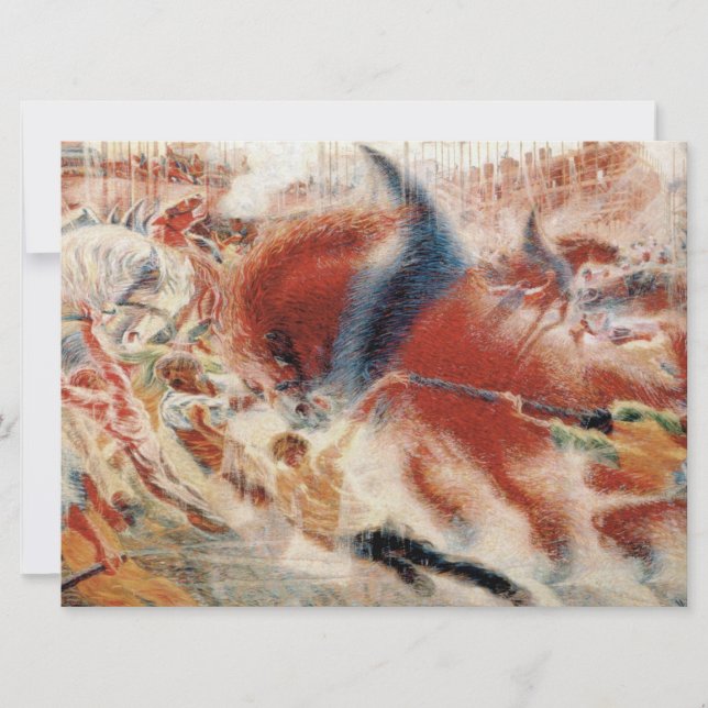 Cartão The City Rises (por Umberto Boccioni) (Frente)