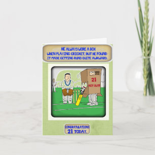 Cartão The Cricket Box. 21st birthday card
