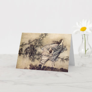 Cartão The Fairies Have Tiffs With Birds, Arthur Rackham