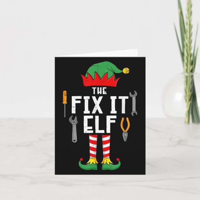 Cartão The Fix It Elf Christmas Family Matching Xmas Grou (Frente)