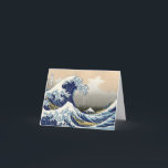 Cartão The Great Wave of Kanagawa - Katsushika Hokusai<br><div class="desc">The Great Wave of Kanagawa. Two boats with people trying to conquer the ocean waves,  with the Fuji mountain at the background. Famous Japanese Ukiyo-e,  or woodblock print,  by Japanese artist Katsushika Hokusai.</div>