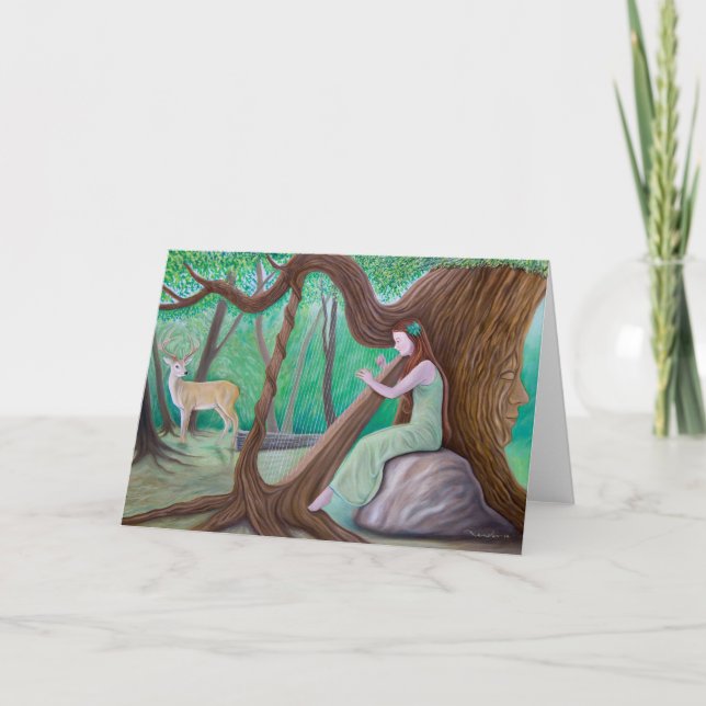 Cartão "The Harpist and the Tree" Greeting Card (Frente)