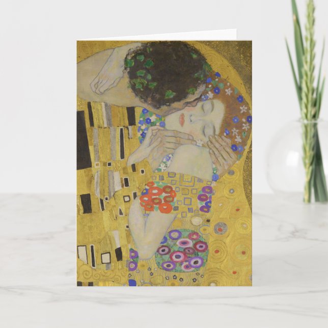 Cartão The Kiss, Art Nouveau Oil Painting, Gustav Klimt (Frente)