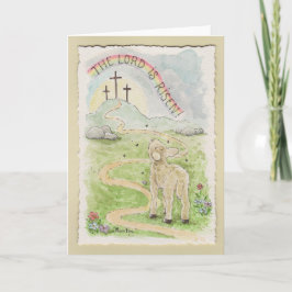 Cartão The Lord Is Risen Easter Card with Lamb