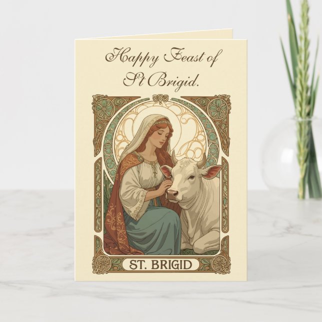 Cartão The Patron Saint of Dairymaids St Brigid (Frente)