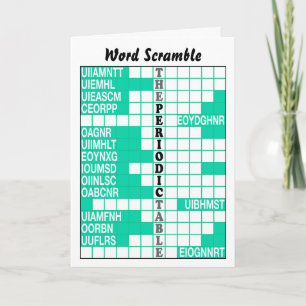 Cartão The Periodic Table Word Scramble