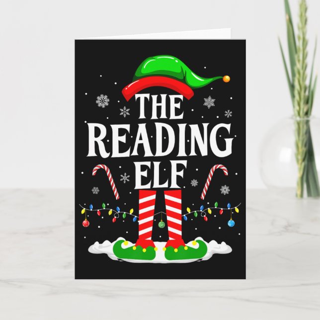 Cartão The Reading Elf Xmas Funny Book Lover Christmas Bo (Frente)