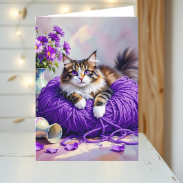 Cartão The Sweetest Cat Themed  Birthday Card for Her