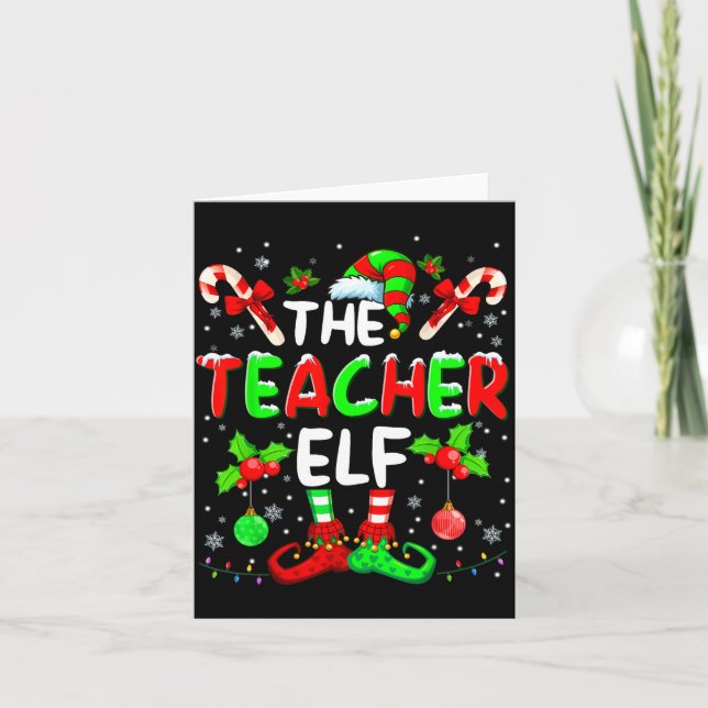 Cartão The Teacher Elf Costume Pajamas Pjs Christmas Xmas (Frente)