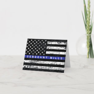 Cartão Thin Blue Line Distressed customizable greeting