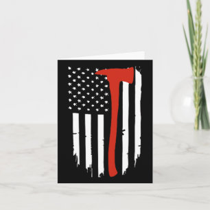 Cartão Thin Red Line Ax American Flag Patriot Firemoon