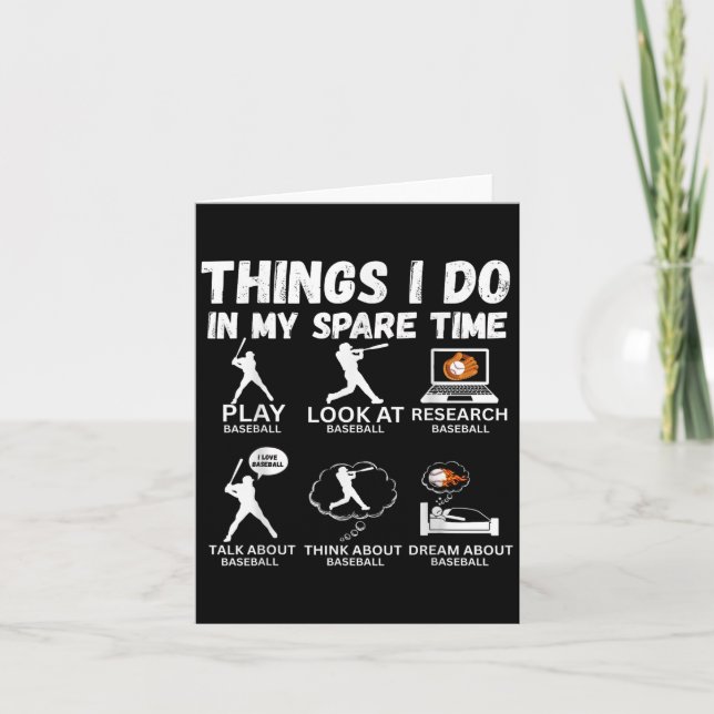 Cartão Things I Do Spare Time Baseball Funny Player Men W (Frente)