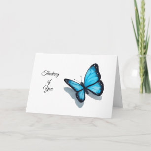 Cartão Thinking of You, Blue Butterfly, Color Pencil Art