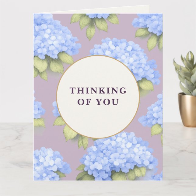 Cartão Thinking of You Card | Blue Hydrangea Floral (Planta pequena)
