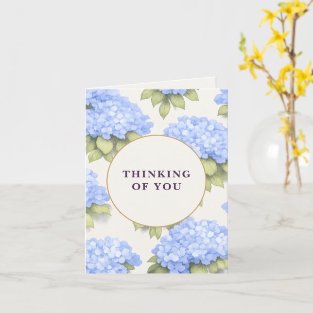 Cartão Thinking of You Card | Blue Hydrangea Floral (Flor Amarela)