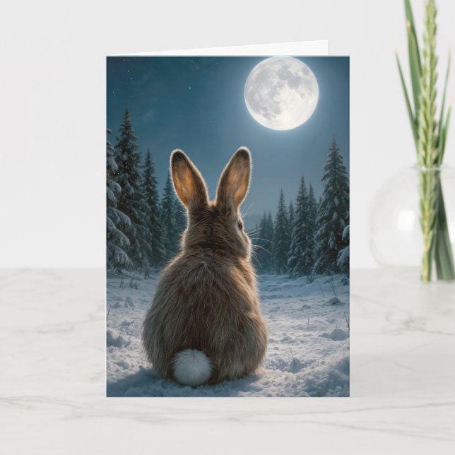 Cartão Thinking of you Cottontail Rabbit In Moonlight (Frente)