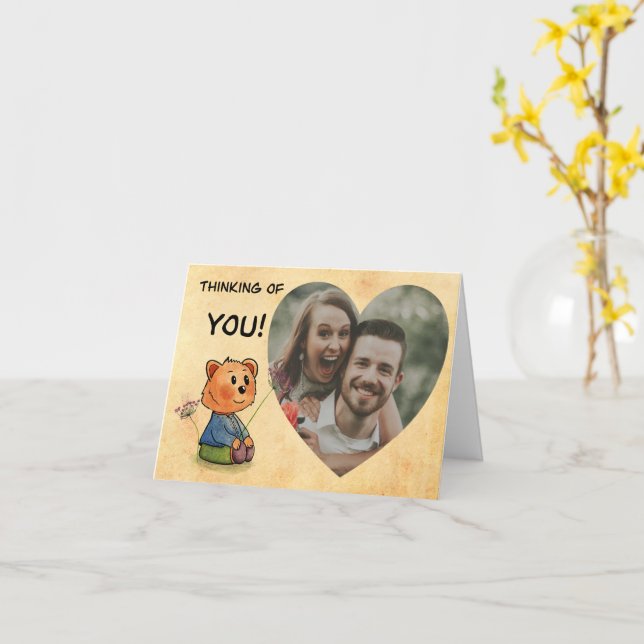 Cartão Thinking of you, customize photo! (Flor Amarela)