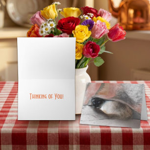 Cartão Thinking of You Cute Siamese and Blanket Sketch